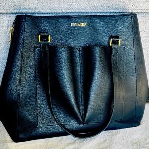 Steve Madden Tote Bag (Black with gold zippers)
